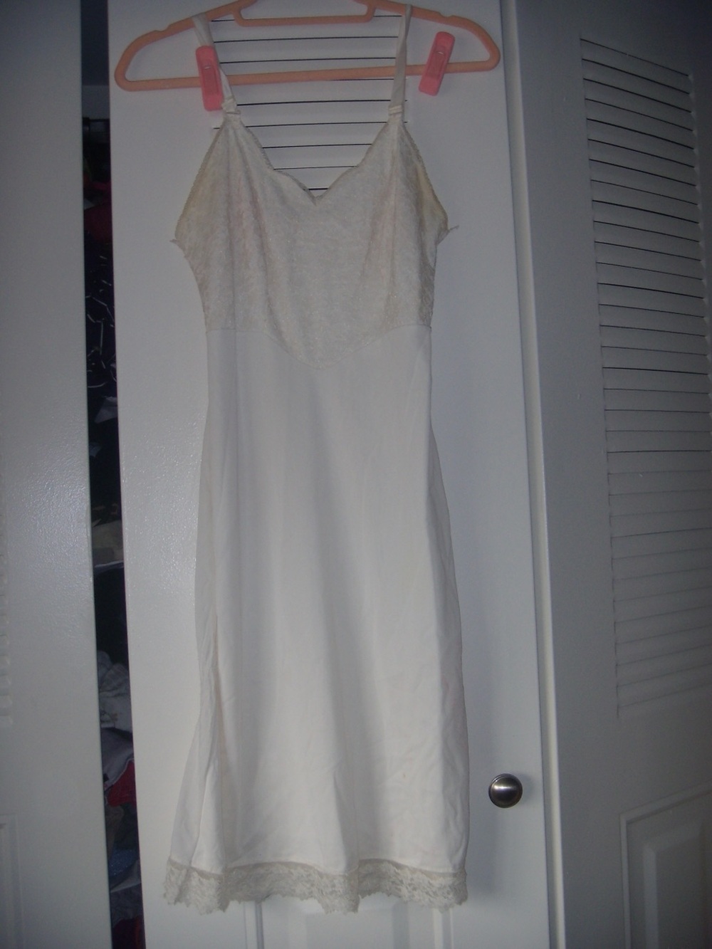 Women's Cream Lace-Trim Slip Dress